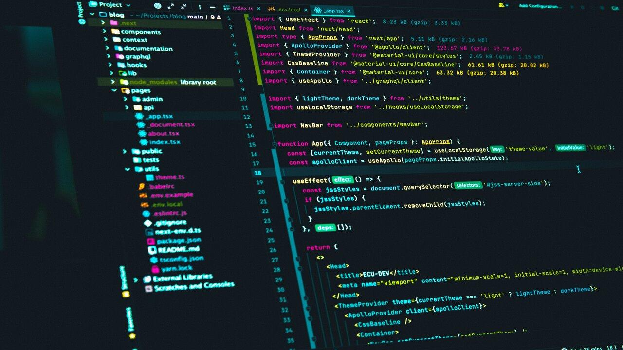 Code editor with a JavaScript project open