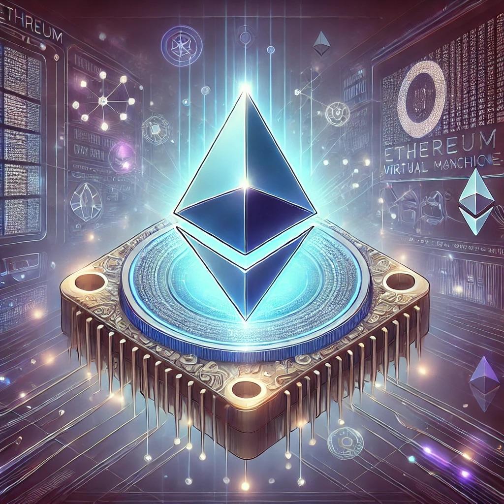 Ethereum logo glowing above a chip, cover of Harry Ermawan's article on EVM wallets